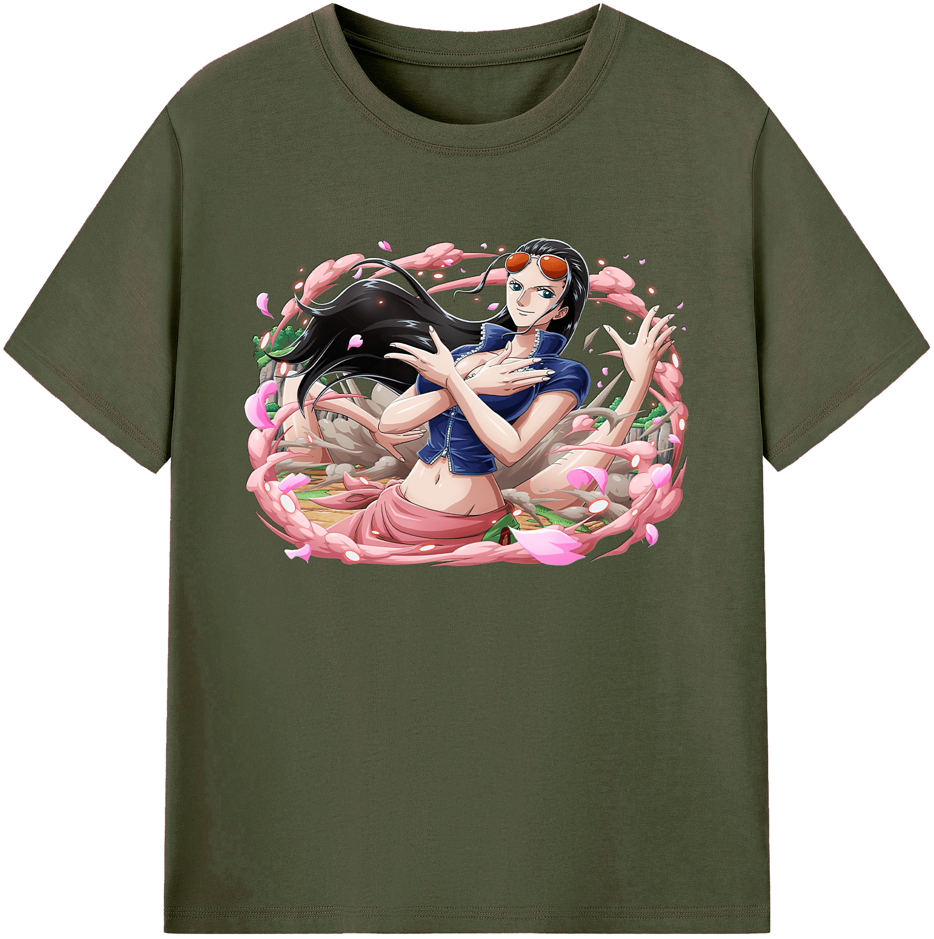 ワンピース ニコ・ロビン ONE PIECE Nico Robin 綿100％ メンズ半袖Tシャツ｜肌触りやわらか＆通気性